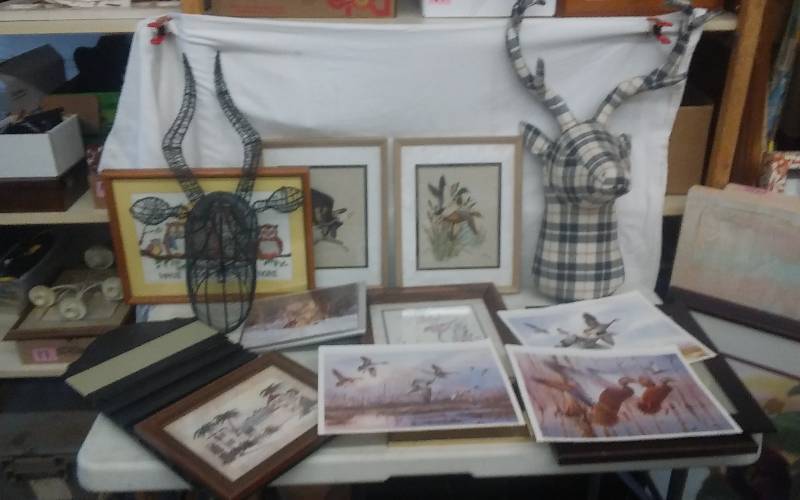 lot 29 image: 2-Decor Deer Heads, Wild Life Pictures, Frames