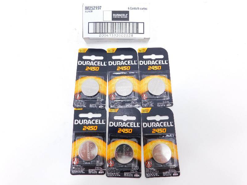 lot 50 image: Six      Duracell 2450    3 Volts  Batteries