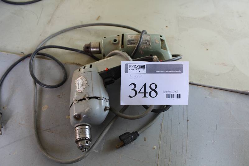 lot 348 image: Lot of (2) 38in. Corded Drills - Rockwell 74, Black & Decker