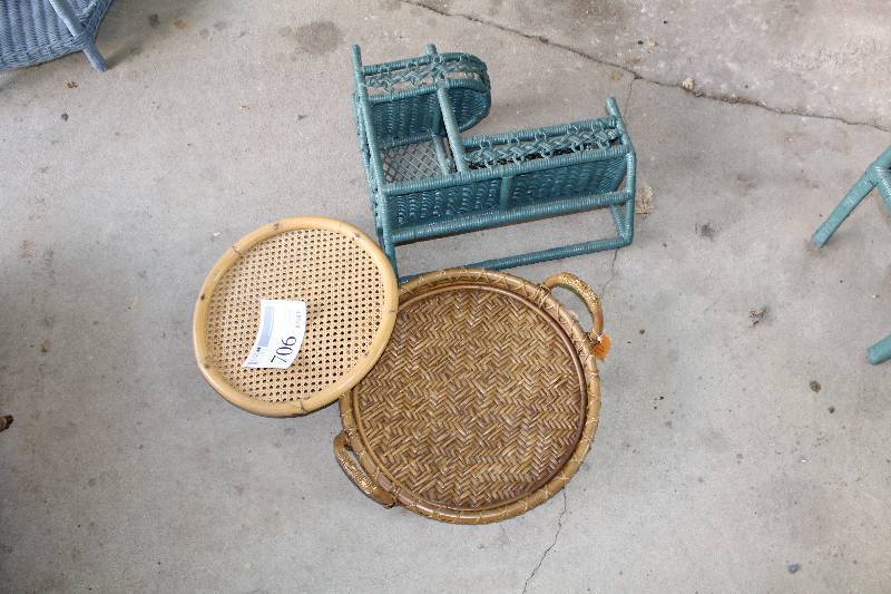 lot 706 image: Lot of (3) Wicker Trays, Shelf