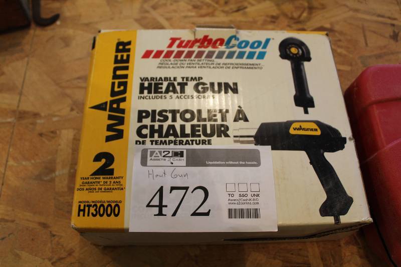 lot 472 image: Wagner Turbo Cool Variable Temp Heat Gun w Accessories
