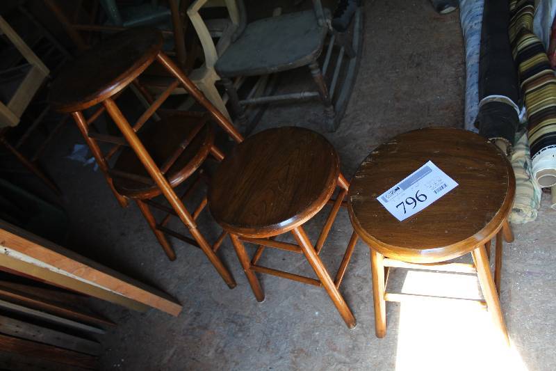 lot 796 image: Lot of (4) Wood Stools