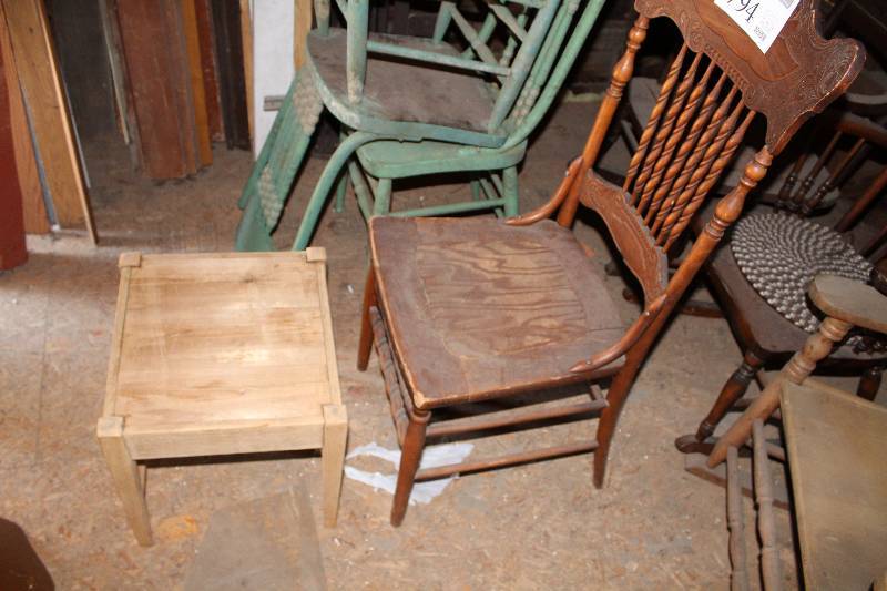 lot 794 image: Wood Dining Chair, Small Wood Table