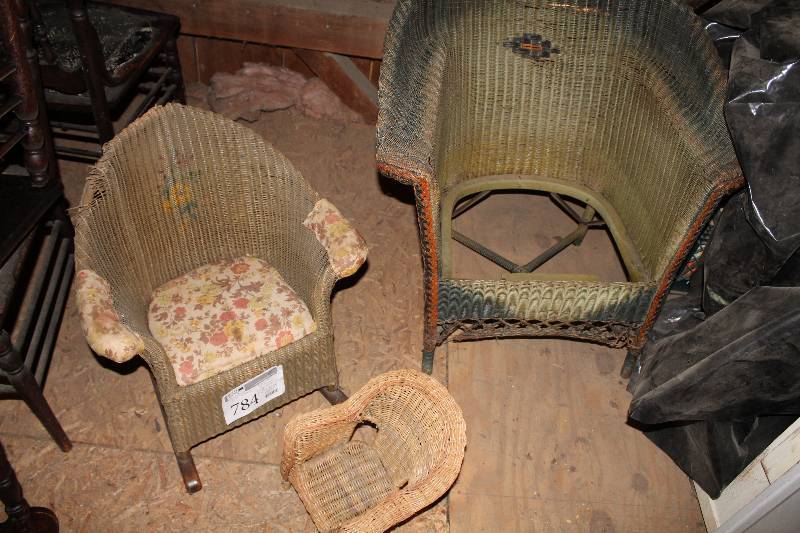 lot 784 image: Lot of (3) Wicker Chairs