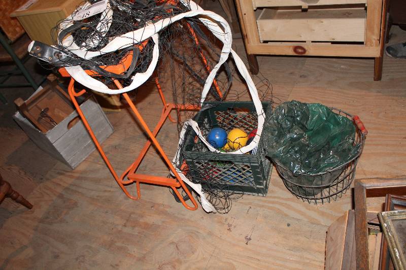lot 748 image: Bocce Ball Set, Volleyball Net, Misc Sports Equipment