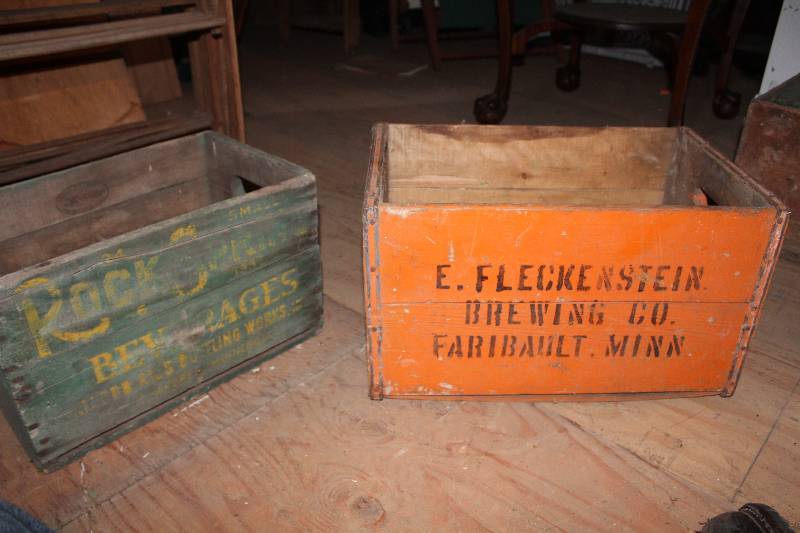 lot 837 image: Lot of (2) Wood Crates - Rock Spring, Fleckenstein Brewing