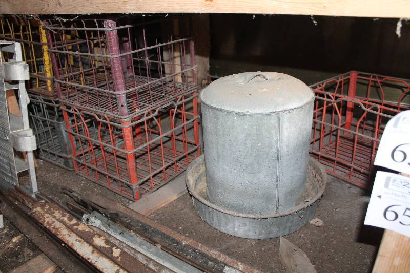lot 655 image: Milk Crates, Pot, Chicken Wire