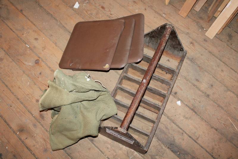 lot 563 image: Wood Tool Tray, Seat Cushions, Fabric