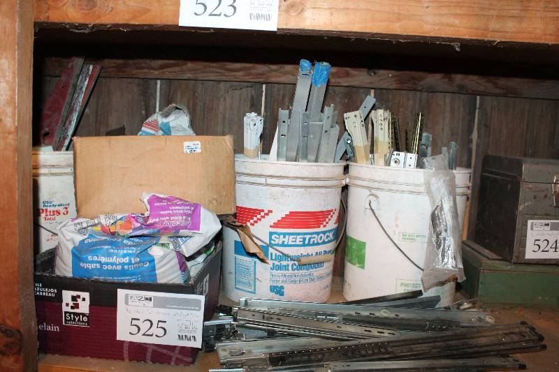 lot 525 image: Tile Grout, Metal Joices, Metal Drawer Slides, And More