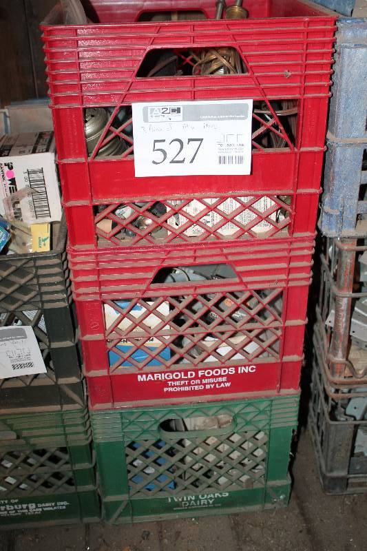 lot 527 image: Lot of (3) Bins of Electrical Boxes, Misc Hardware