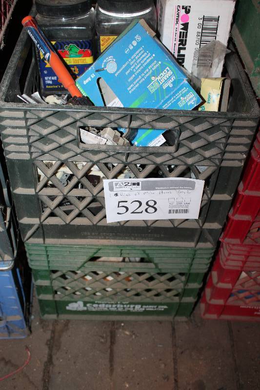lot 528 image: Lot of (2) Bins of Misc - Drywall Tape, Electrical Outlets, Boxes