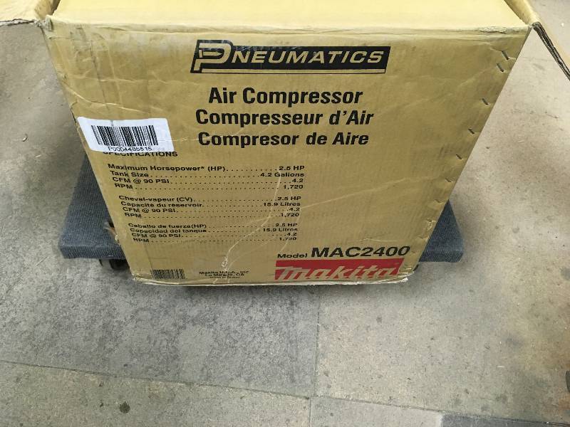Makita 4.2 Gal. 2.5 HP Portable Electrical 2-Stack Air Compressor Model#  MAC2400 not used