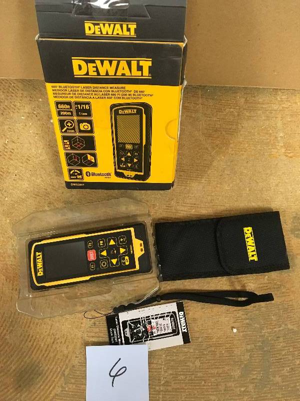 Dewalt 660 ft. Laser Distance Measurer with Color LCD, 4x Zoom Digital Camera and Bluetooth in like new condition