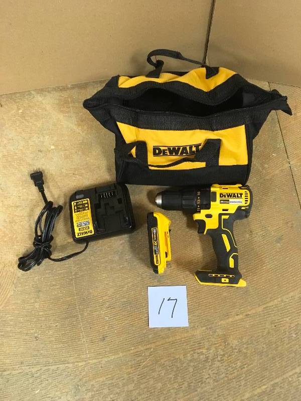 Dewalt 20-Volt MAX Lithium-Ion Cordless Brushless Compact Drill Driver with (2) Batteries 1.3Ah, Charger and Bag not used