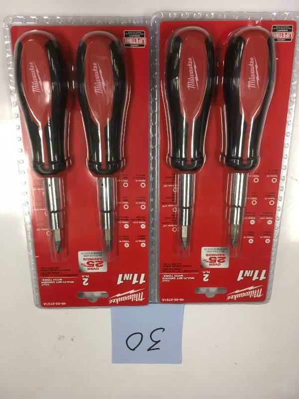 Lot of 2  Milwaukee-11-in-1-Multi-Tip-Screwdriver-with-Square-Drive-Bits-2-Pack  new