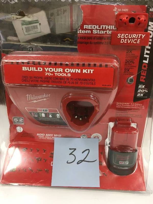 Milwaukee M12 12-Volt Lithium-Ion Compact Battery Pack 2.0Ah and Charger Starter Kit not used