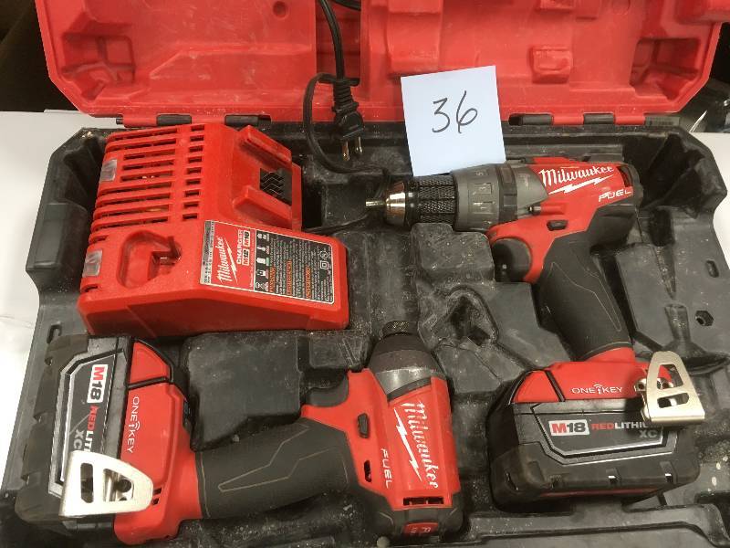 Milwaukee  M18 FUEL ONE-KEY 18-Volt Lithium-Ion Brushless Cordless Hammer DrillImpact Driver Combo Kit w(2) 5.0Ah Batteries, Case used in very good condition