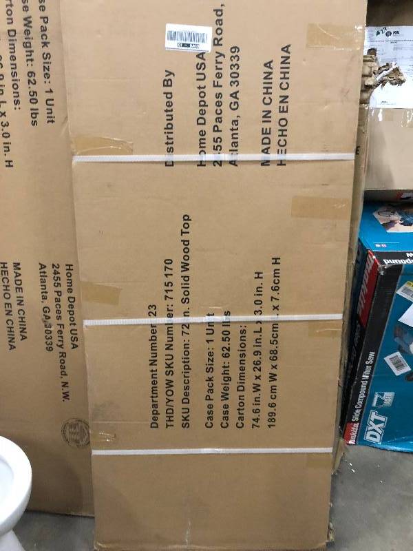 Husky 72 in. Solid Wood Top for 6 ft. Solid Wood Top Workbench open box never used