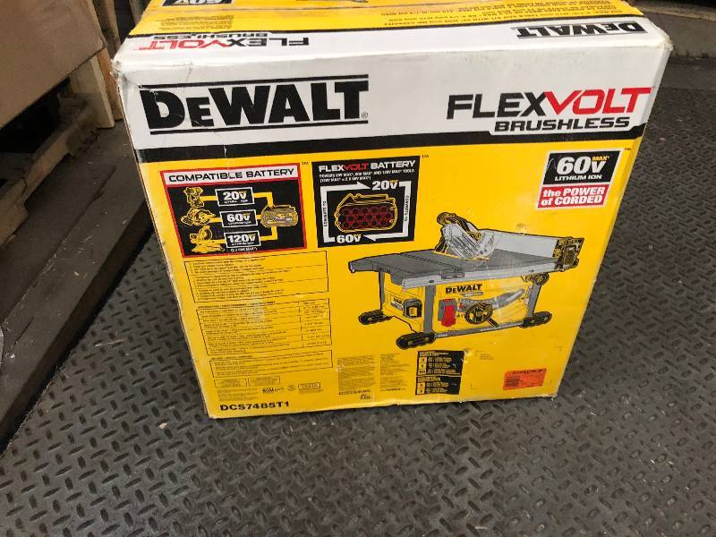 DEWALT FLEXVOLT 60-Volt MAX Lithium-Ion Cordless Brushless 8-14 in. Table Saw (Tool-Only) open box never used