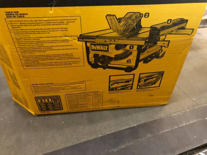 DEWALT 15 Amp 10 in. Compact Job Site Table Saw with Site-Pro Modular Guarding System Model#  DWE7480 open box never used