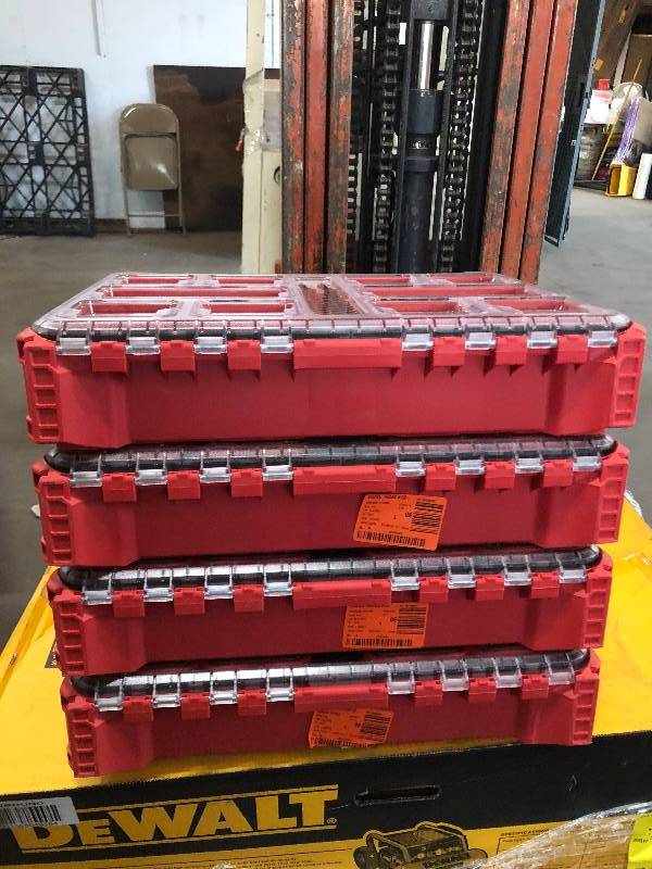 Lot of 4 Milwaukee PACKOUT 11-Compartment Small Parts Organizer not used