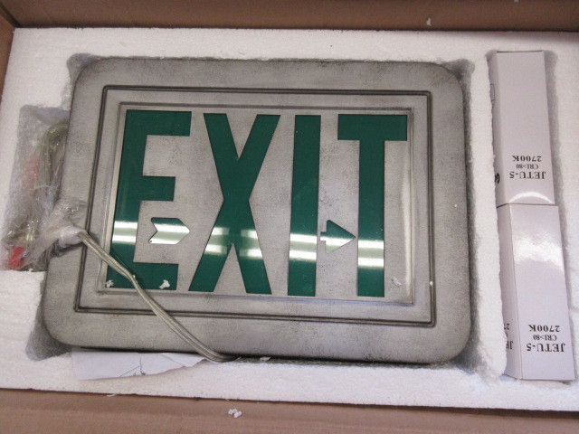 lot 237 image: RESTORATION HARDWARE VINTAGE EXIT SIGN