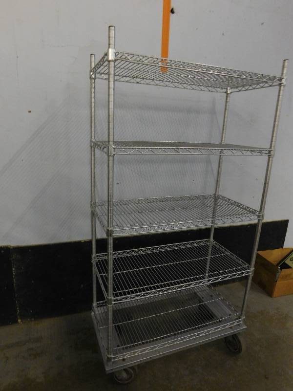 lot 103 image: Metal Rolling Storage Rack - 35 x 17.5 x 69