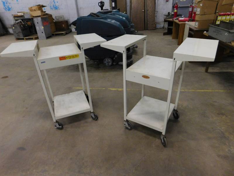 lot 165 image: Two Metal Audio Rolling Carts