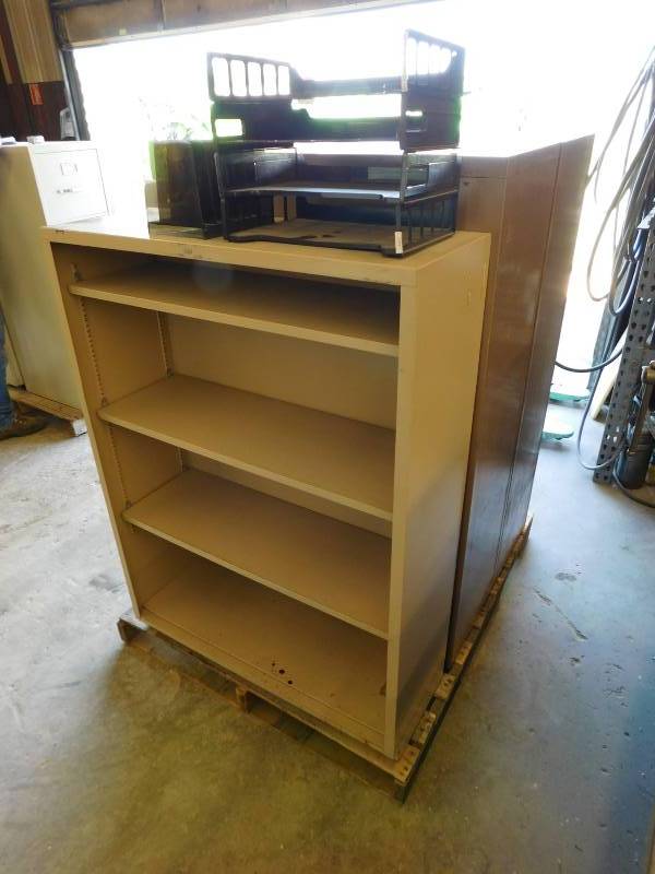Four Drawer File Cabinets with Metal Book Case