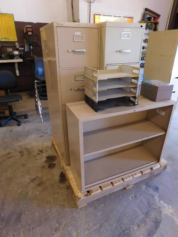 Four Drawer File Cabinets with Small Book Shelf