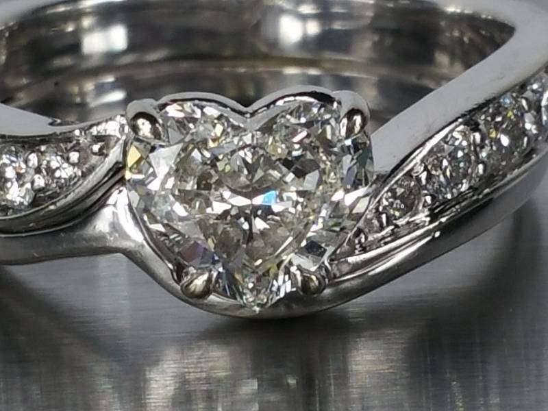 lot 4 image: 1.75 Carat Diamond Heart Shaped Wedding Set  14k White Gold  $7200 Appraisal