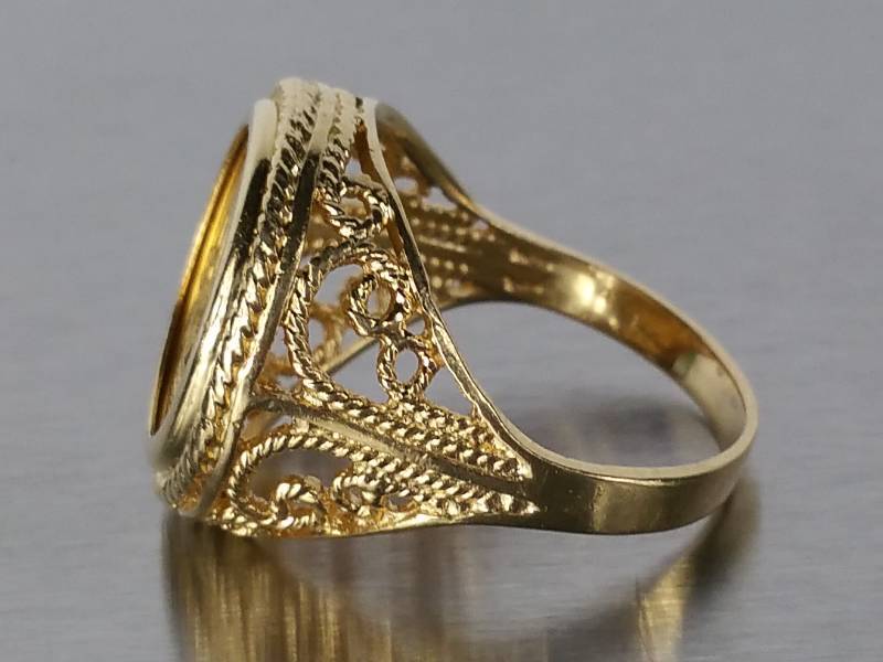 lot 8 image: 120 oz Chinese Gold Panada .999 Gold Coin 14k Ring