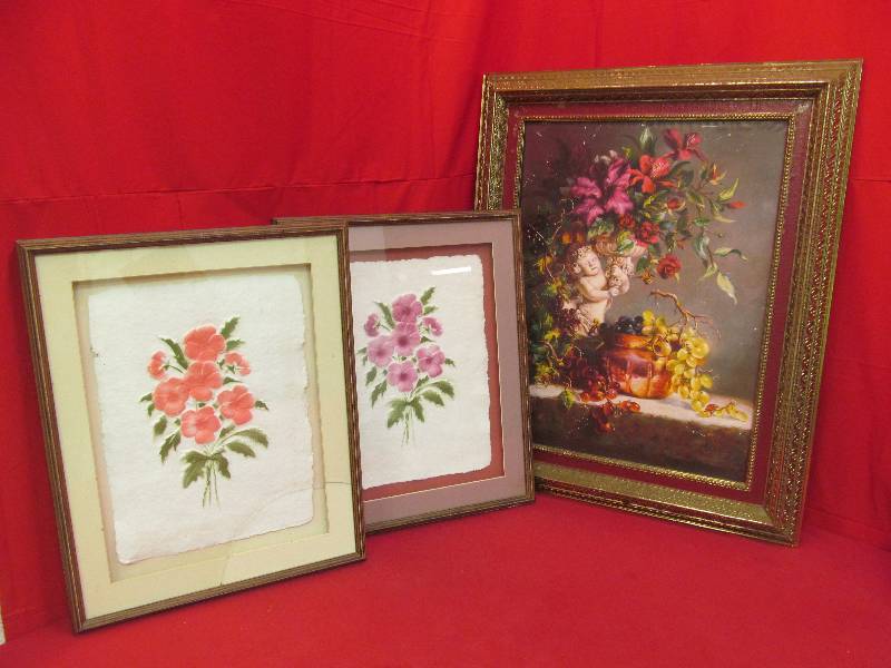 lot 17 image: Floral pictures