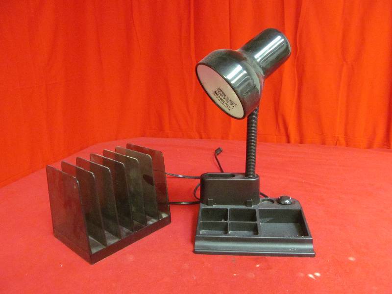 lot 22 image: file folder organizer, desk lamp
