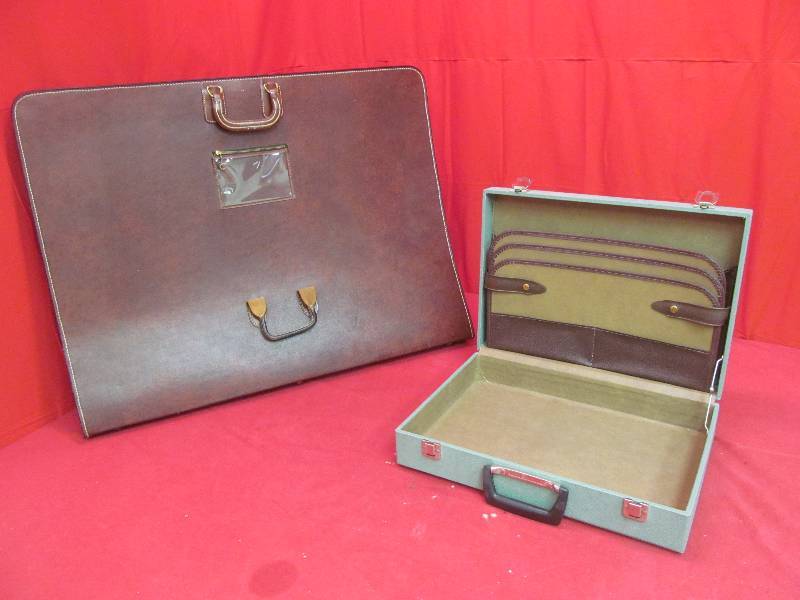 lot 147 image: vintage briefcase, vintage enigeriner portifolocase