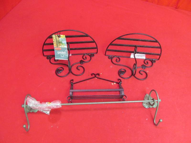lot 25 image: shelves , iron window box, towel bar