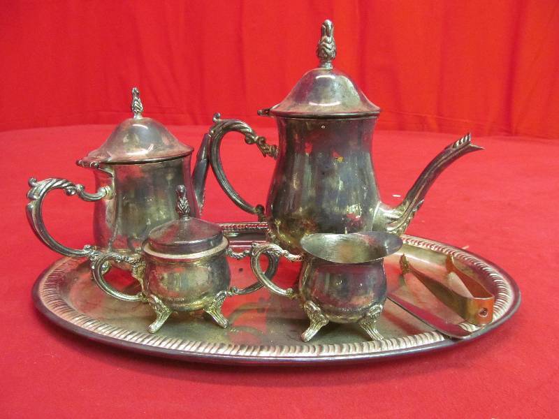 lot 48 image: silver plate tea service set