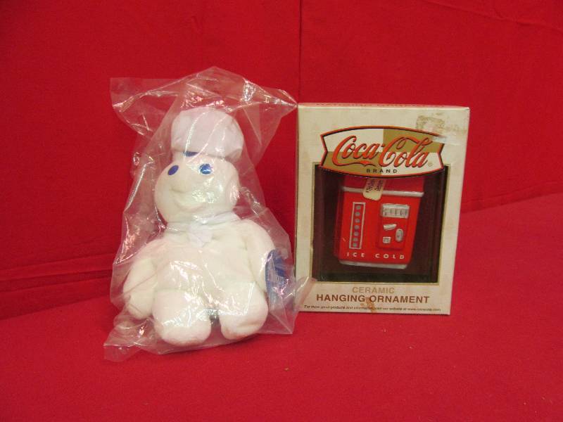 lot 99 image: Coke Cola ornament ,Pillsbury beanie