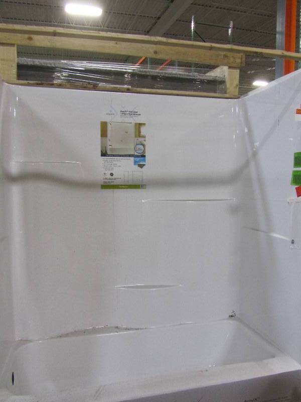 lot 5 image: Aquatic Everyday 30 in. x 60 in. x 72 in. 1-Piece AcrylX Acrylic Bath and Shower Kit with Left Drain in White
