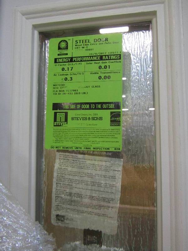 lot 8 image: Steves and Sons 51 in. x 80 in. Classic 2-Panel LHIS Primed White Steel Prehung Front Door with Single 12 in. Rain Glass Sidelites