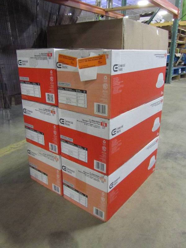 lot 23 image: Commercial Electric Commercial Electric Recessed Lighting 6 in. R30 Black Recessed Baffle Trim (6-Pack) (lot of 6 boxes)