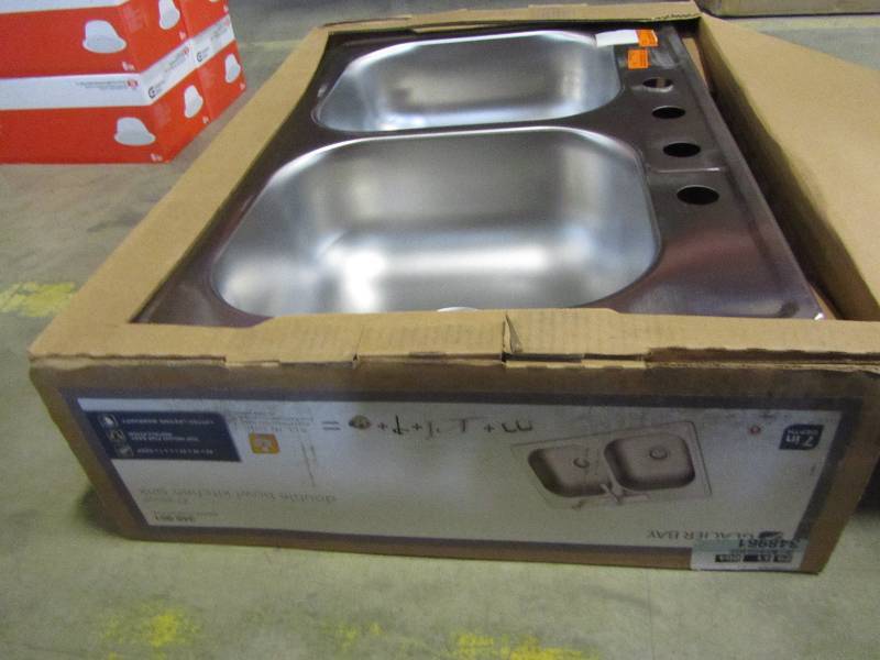 lot 24 image: Glacier Bay All-in-One Drop-In Stainless Steel 33 in. 4-Hole Double Basin Kitchen Sink