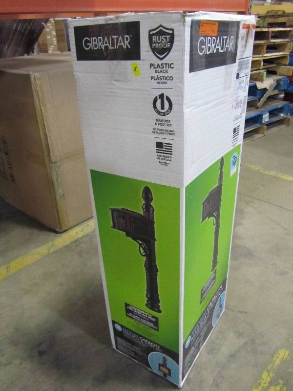 lot 34 image: Gibraltar Mailboxes Stratford Mailbox Post Combination, Black