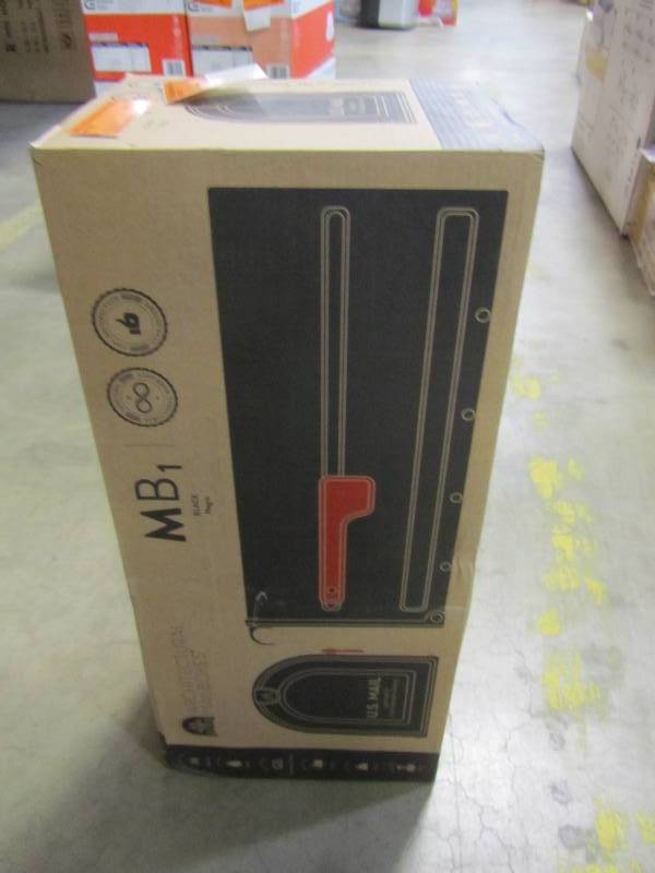 lot 46 image: Architectural Mailboxes MB1 Post Mount Mailbox Black with Red Flag