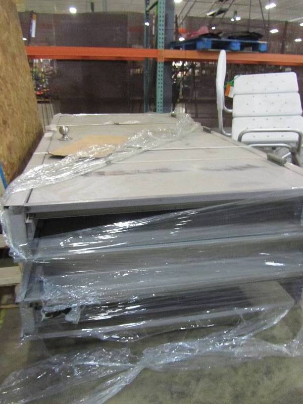 lot 55 image: L.I.F. Industries 36 in. x 80 in. Gray Left-Hand Fire Steel Prehung Commercial Door (lot of 3)