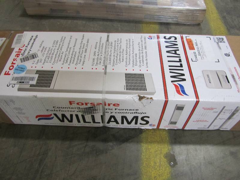 lot 76 image: Williams 31,400 BTUHr - 9.2 kW Forsaire Counterflow Electric Wall Furnace
