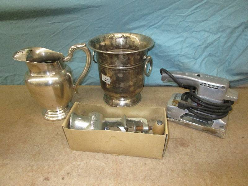 Pitcher William and Rogers and Ice Bucket Made in India and Sander works and Grinder