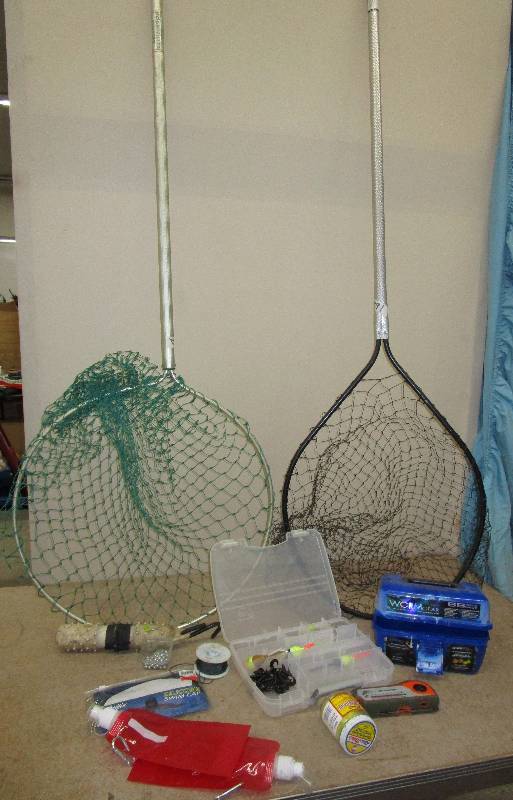 2 Large Dipping Nets, Misc Tackle Boxes and Fishing Items