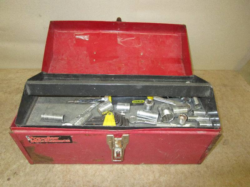 Tool Box full of Sockets, Tape Measures and Various Tools