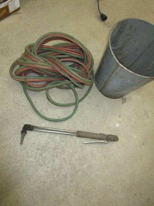Torch and Hose ( 24 feet) and Metal Garbage Can